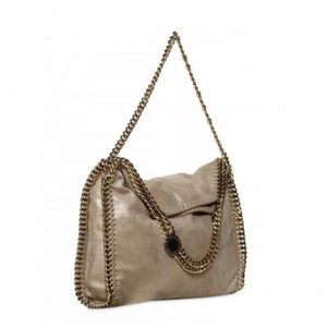 Stella McCartney Falabella Tote Bag Faux Suede Metallic Gold with Gold Chain